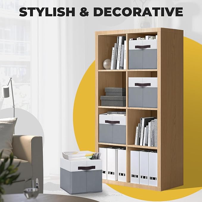 Criusia Storage Cubes -11 inch Closet Organizers and Storage Bins for Clothes -6 Pack Fabric Storage Baskets for Shelves, Cube Organizer/ Toy Storage Organizer/ Dorm Room Essentials/ HouseWarming Gift