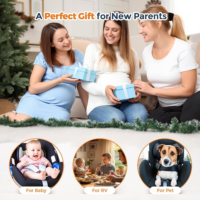 Wireless Baby Car Camera Monitor 5" HD 1080P IPS, 360° Rotating Camera with Auto/Manual Night Vision, 1000ft Range, Anti-Glare Display & USB Charging for Backseat, Home, Travel，Camping