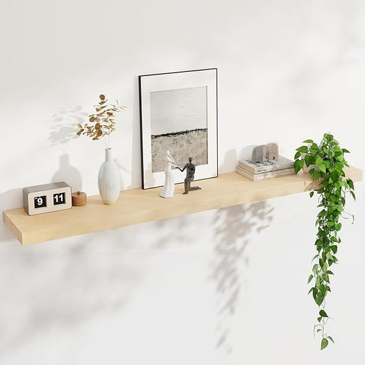 Floating Shelves for Wall, USA-Sourced Maple Wood 55 Inch Long Wall Shelves, Natural Wooden Mounted Picture Ledge Shelf, Nursery Book Storage Shelf Kids Bookshelf, Display Shelf for Bathroom