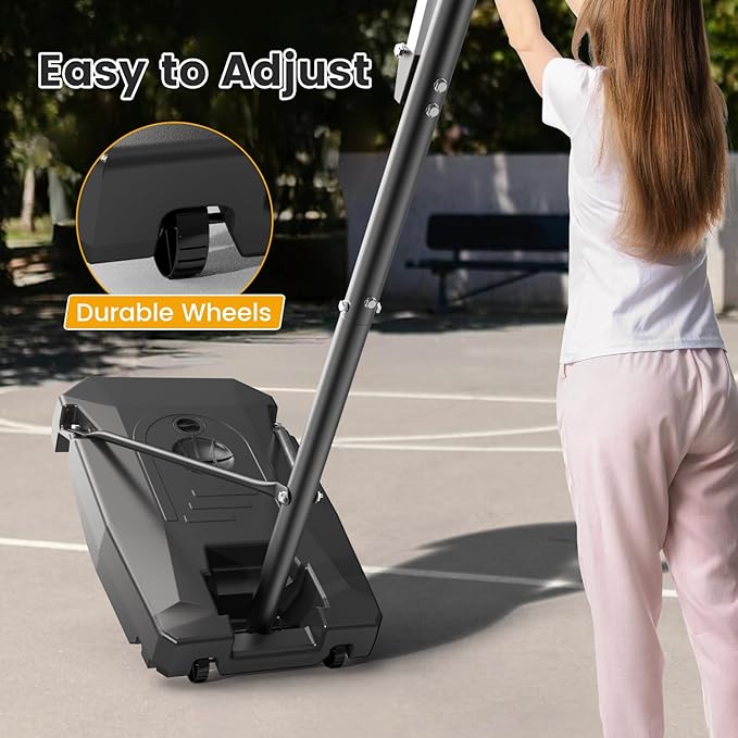 Basketball Hoop Outdoor, 8.5ft Height Adjustable Portable Hoops & Goals with HDPE Backboard and Wheels for Kids/Teens/Adults Backyard, Outdoor, Driveway