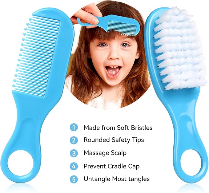 Baby Grooming Kit, Infant Safety Care Set with Hair Brush Comb Nail Clipper Nasal Aspirator,Baby Essentials Kit for Newborn Girls Boys
