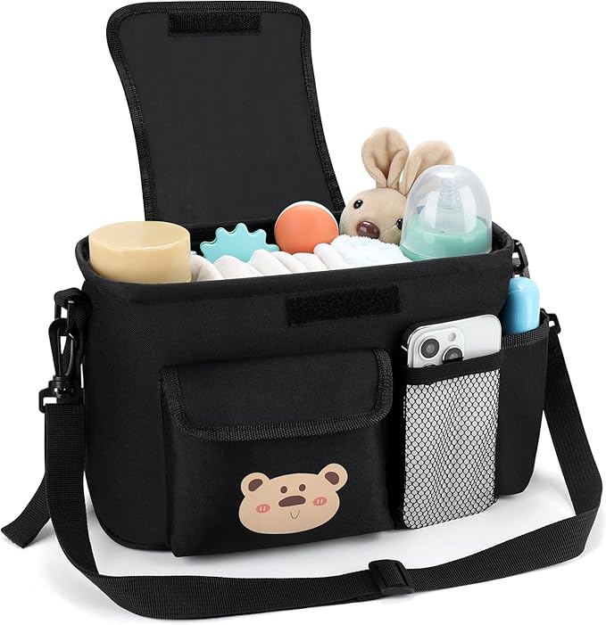 Accmor Universal Stroller Organizer with Cup Holder and Shoulder Strap, Stroller Bag Caddy Organizer Stroller Accessories for Uppababy, Baby Jogger, Nuna, Doona, Britax Strollers