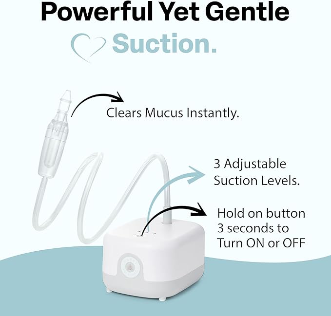 Hospital Grade Nasal Aspirator For Baby – Electric Nose Sucker for Baby & Toddler with 3-Level Suction, Portable & Rechargeable Mucus Removal for Breathing Relief, Cordless Booger Sucker & Snot Sucker