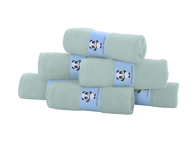 HIPHOP PANDA Baby Washcloths, Rayon Made from Bamboo - 2 Layer Ultra Soft Absorbent Newborn Bath Face Towel - Reusable Baby Wipes for Delicate Skin - Green, 30 Pack