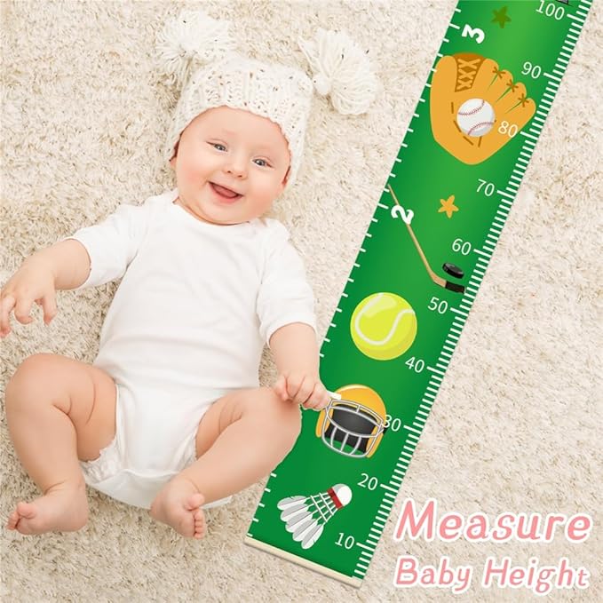 Flowers Plants Growth Chart for Kids Baby Height Chart Ruler Removable Canvas Wooden Frame Hanging Wall Rulers Measurement Charts for Floral Toddler Room Decor - 79"X7.9" with Black Wood