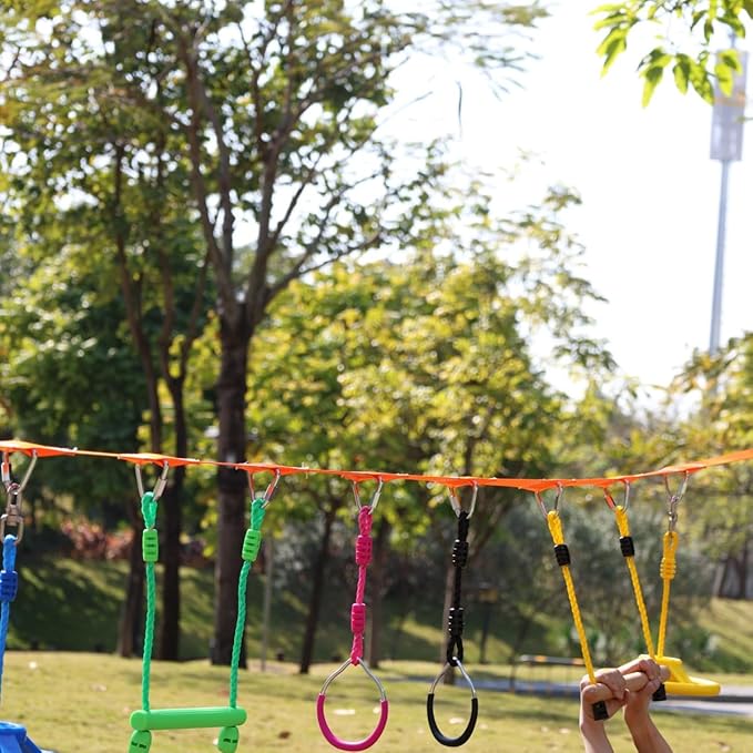 Kids Ninja Monkey Bars 2 Packs for Slackline Accessories for Slackline Obstacle Course for Backyard Attachments to Most Any Home Playground Equipment Sets