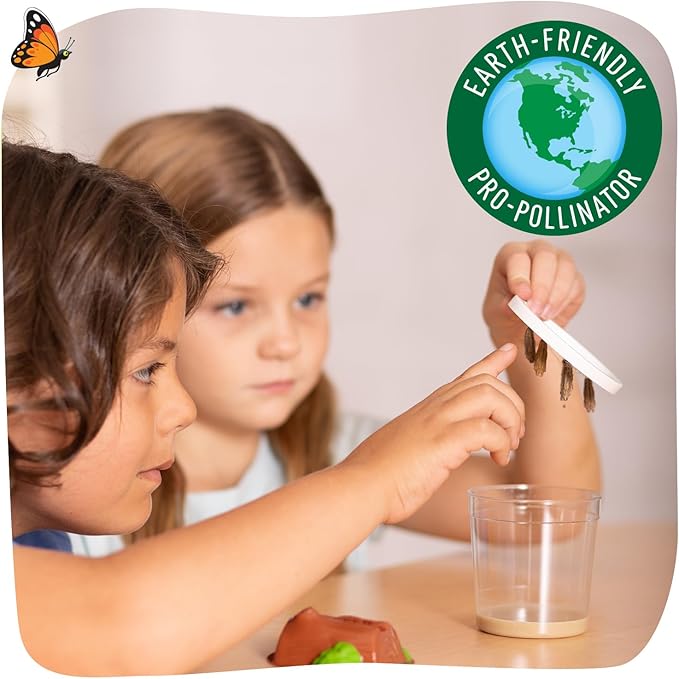 Insect Lore Butterfly Garden Kit - 5 Live Baby Caterpillars, Habitat, Feeder, Chrys-A-Lid Log, STEM Journal Included - Grow, Raise and Release Painted Lady Butterflies