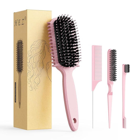 Curl Defining Brush, Curly Hair Brush, Slick Back Hair Brush, For Combing and Shaping Curls in All Hairstyles to Reduce Pulling (Pink)
