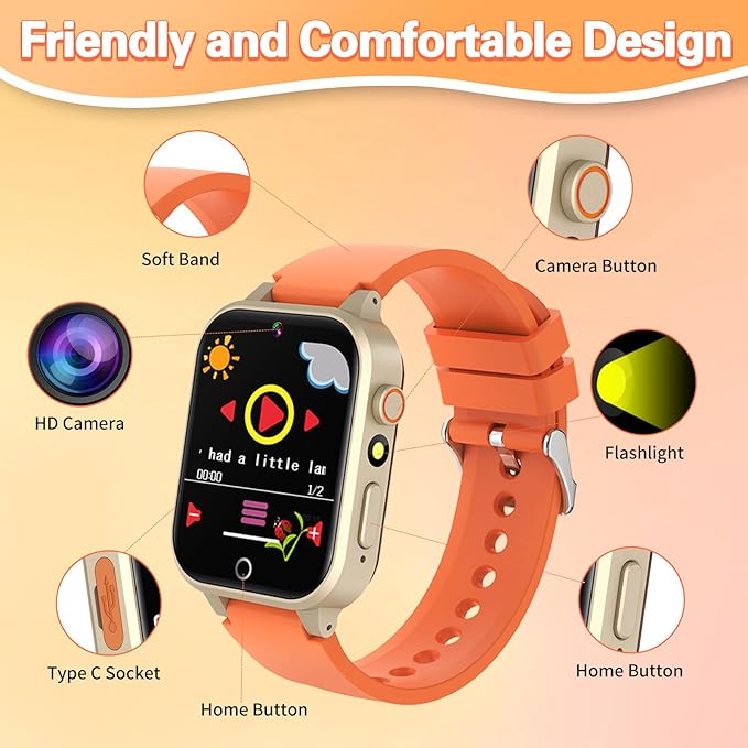 Kids Smart Watch Girls Gift for Girls Aged 6-12, HD TouchScreen Kids Watch with 26 Games Video Camera Music Pedometer Audiostory Learn Card Educational Toys Birthday Gifts for Girls Ages 5 6 7 8 9