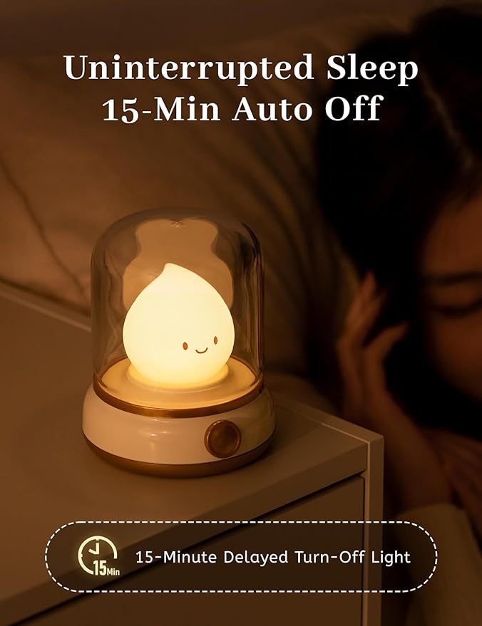 Cute Campfire Lamp, Portable LED Camping Lantern, Rechargeable, Dimming, Candle Lights & Night Light 2 Mode, Table Bedside Lamps, Nightlight for Kids Room, Halloween Decor