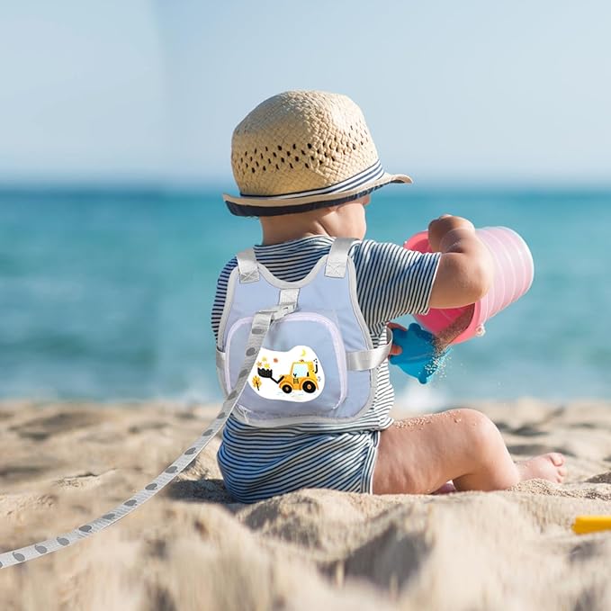 Accmor Toddler Harness Leash, Collapsible Kids Leash + Anti Lost Wrist Link for Outdoor Travel, Cute Excavator Child Walking Harness Tether Wristband Assistant Strap Belt Protector for Baby Boys