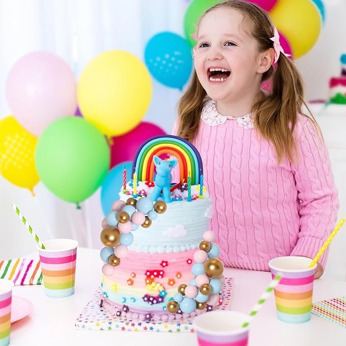 75 Pcs Cake Balls Topper Decorations Foam Cupcake Topper Mini Balloon Cake Topper Balls Cake Picks for Cake Deco Birthday Party Wedding（Blue,Pink,Gold）