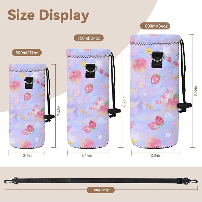 AUPET Water Bottle Bag Carrier,24oz/32oz Insulated Neoprene bottle Sling Holder Case Pouch Cover for 1000ML/750ML Bottles with Shoulder Strap for walking