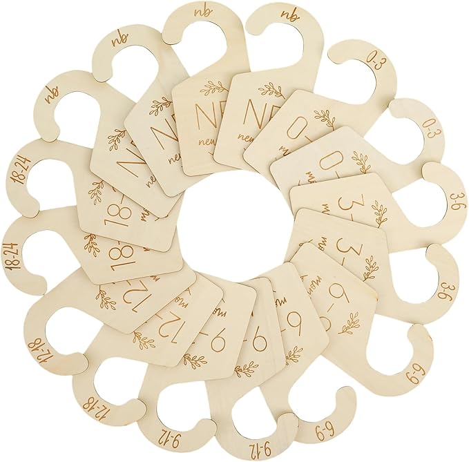 16Pcs Baby Closet Dividers Cute Baby Clothes Organizer Double Face Baby Closet Organizer for Clothes Organizer Wooden Baby Closet Dividers for Infant to Toddler