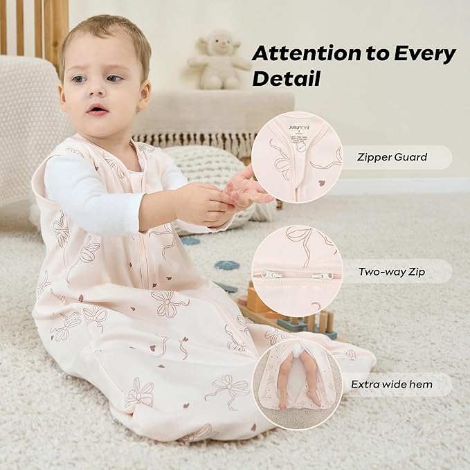 JELLYMONI Baby Sleep Sack 0-6 Months, 100% Cotton 3 Pack 0.5 TOG Baby Wearable Blanket Infant Sleep Sack with 2-Way Zipper Newborn Sleep Sacks