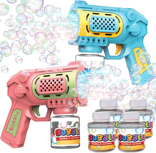 EagleStone Bubble Gun Toys for 3+ Year Old Kids Boys Girls, 2 Pack Automatic Bubble Machine with Bubble Solution, Summer Outdoor Kids Toys for Ages 3-4,4-6,5-7, Birthday Gifts for 3 4 5 6 7 8 Year Old