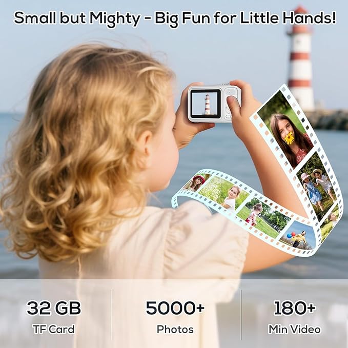 Digital Camera for Kids, WITYEAH 48MP FHD 1080P Point and Shoot Digital Cameras with 16X Zoom Anti-Shake, Compact Portable Cameras for Photography, for Boys Girls Teens Beginners,White