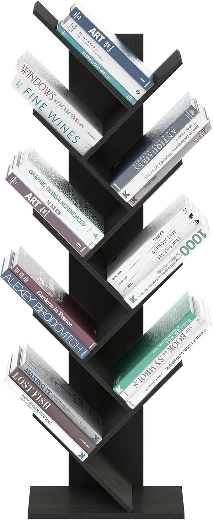 Furinno Bookshelf 9-Tier Floor Standing Tree Bookcase, Espresso