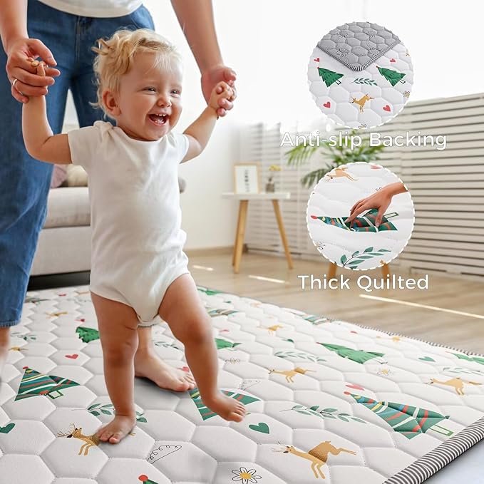 Baby Play Mat 50" X 50" Playpen Mat Thicken One-Piece Baby Crawling Mat Non-Slip Cushioned Baby Floor Play Mat Activity Playmats for Babies and Toddlers Infants Play & Tummy Time (50x50, Tree)
