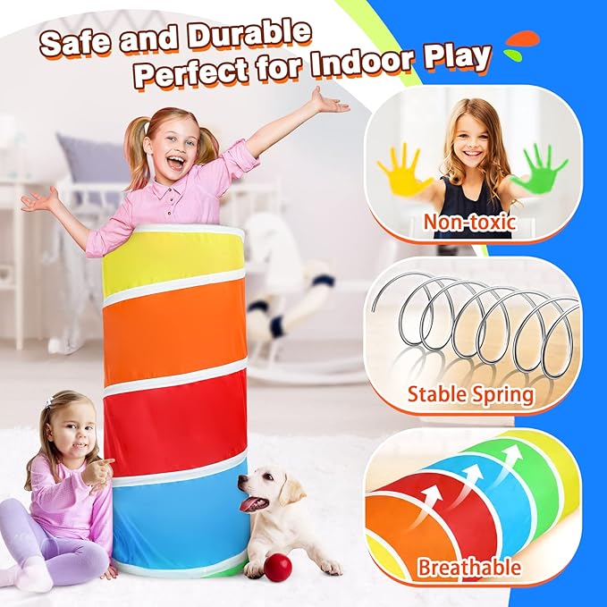 Kids Play Tunnel Tent for Toddlers, Colorful Pop Up Crawl Tunnel Toy for Baby or Pet with Breathable Mesh, Collapsible Gift for Boy and Girl Play Tunnel Indoor and Outdoor Game