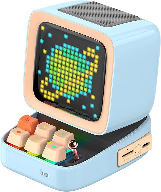 Divoom Ditoo Retro Pixel Art Game Bluetooth Speaker with 16X16 LED App Controlled Front Screen (Blue) …