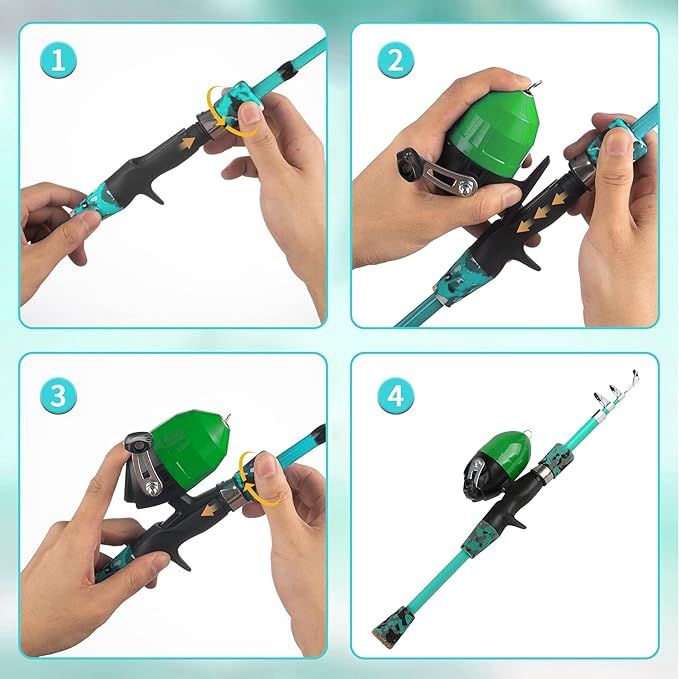 Kids Fishing Pole Kit Set，Portable Telescopic Fishing Rod and Reel Combo Full Kits for Boys, Girls, Beginner, Youth