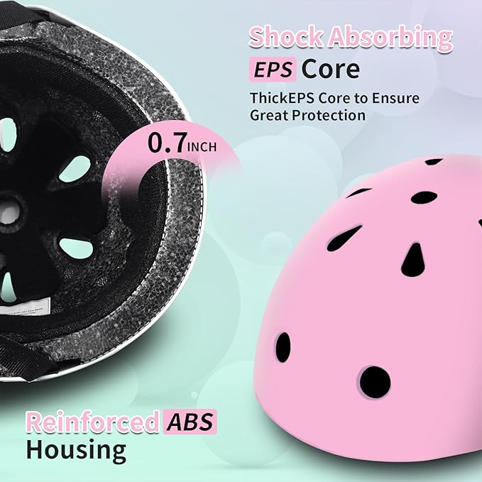 Adjustable Kids Bike Helmet with Knee & Elbow Pads Set, Color Gradient Design for Boys and Girls Aged 3-14+, for Skateboarding, Scooter, Roller & Inline Skating, Longboard