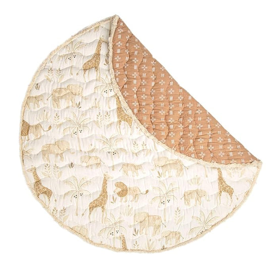 Crane Baby Safari Baby Tummy Time Activity Mat 40"X40", Reversible Floor Play Mat for Boys and Girls, Jungle Nursery Decor