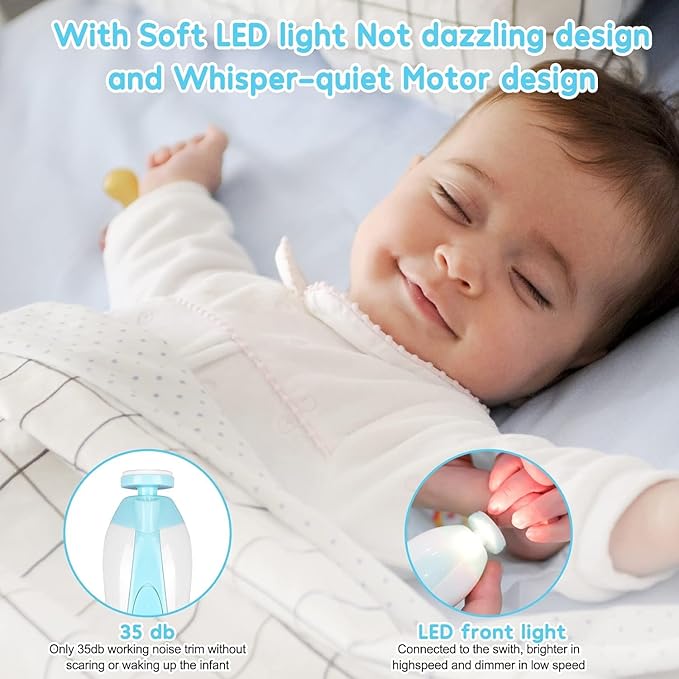 Baby Nail Trimmer Electric-12 in 1 Baby Nail Clippers Safe Baby Nail File Kit with a Nail Clipper, Scissor, Tweezers, and Nail Files