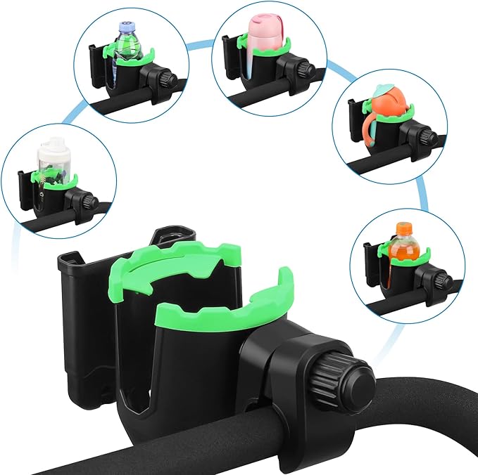 Accmor Stroller Cup Holder with Phone Holder, Universal Cup Holder, Bike Cup Holder, 360° Rotatable Large Caliber Drinks Holder for Stroller, Bike, Wheelchair, Walker