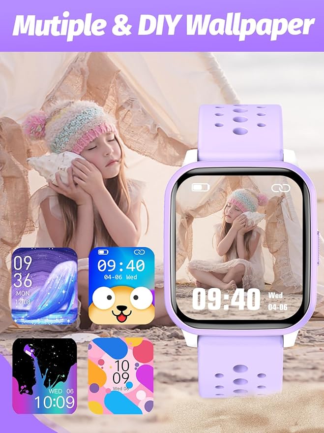 Kids Smart Watch Girls Boys, Smart Girls Watch for Kids Smart Watch Gifts for 4-16 Years Old with Sleep Mode Multiple Sports Modes Pedometer Birthday Gift for Boys Girls (Purple)
