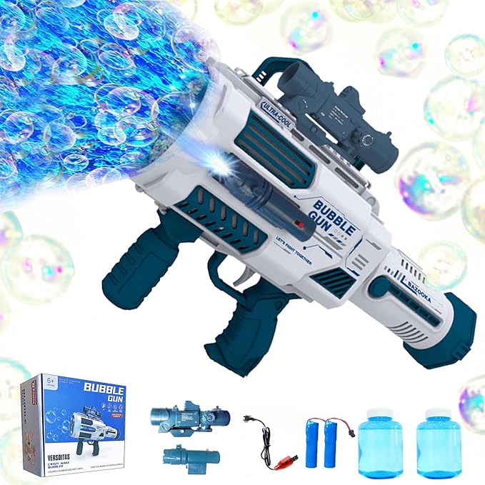 Automatic Gatling Bubble Gun,That Produces Thousands of Bubbles per Minute, Suitable for Children and Adults and Perfect for Indoor and Outdoor Birthday Parties for Girl Boy
