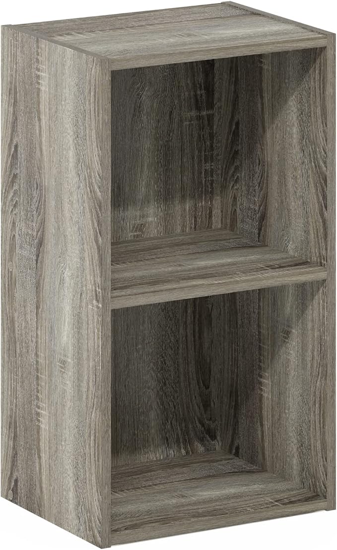 Furinno Luder Bookcase / Book / Storage, 2-Tier Cube, French Oak