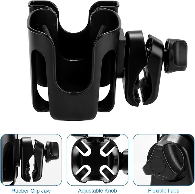 Accmor Stroller Cup Holder with Phone Holder, Bike Cup Holder, Universal Cup Holder for Uppababy Nuna Doona Strollers, 2-in-1 Cup Phone Holder for Stroller, Bike, Wheelchair, Walker, Scooter