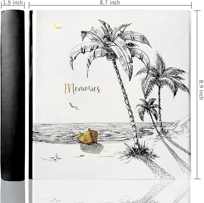 Holoary Photo Album 4x6 160 Photos Two Pictures Per Page, Memo Writing Area for Each Pocket, 160 Pockets 4”x6”, Printed Book Cover Travel Design Natural Beach Vacation Honeymoon Memories