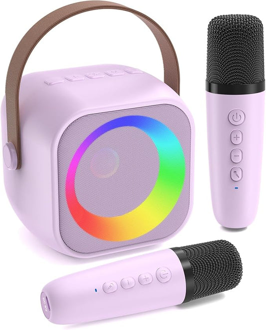 Karaoke Machine for Kids, Toys for 3-12 Years Old Girls Gifts, Kids Karaoke Microphone Machine Toy, Best Fun Christmas Birthday Gifts for 5 6 7 8 9 10 11 Years Teens Girl Boys Purple 2 Mic