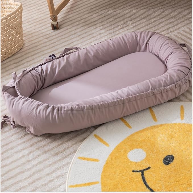Infant Lounger, Baby Nest Cover for Baby Girls & Boys, Newborn Essentials for Baby 0-12 Months, 100% Cotton Breathable, Co Sleeper Portable Travel Bed (LavenderBlush, Cotton)
