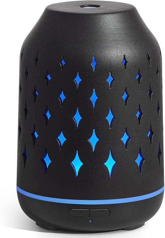 InnoGear Aromatherapy Diffuser, 150ml Ceramic Diffuser Ultrasonic Humidifier Cool Mist Essential Oil Diffusers for Home Air Diffuser with 2 Mist Modes Waterless Auto Off, Black