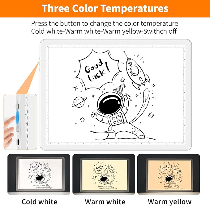 Elice Magnetic A3 Light Board for Diamond Painting, Ultra-Thin Tracing LED Light Box with Side Buttons, Super Bright Diamond Art Light Pad, Light Table for Drawing, Sketching, Weeding Vinyl - White