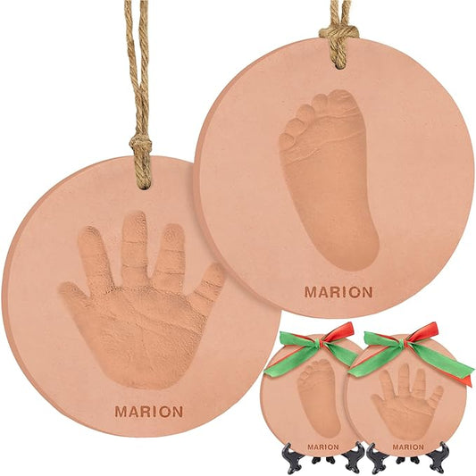 Baby Hand and Footprint Kit Girls, Boys - Personalized Baby Footprint Ornament Kit, Newborn Keepsake Gifts for New Mom, Easy to Use Handprint Makers, Cute Shower Gifts (Squash,Multi-Colored)