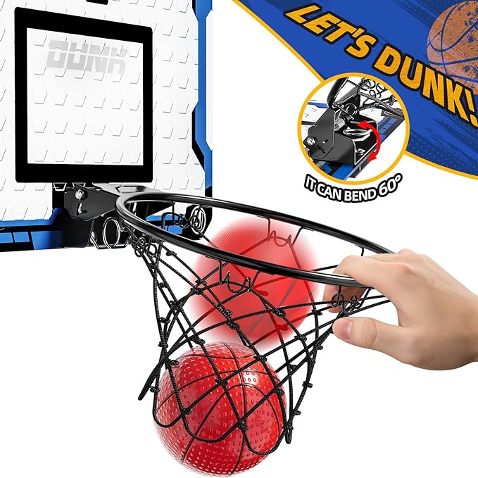 Indoor Basketball Hoop for Kids, Over The Door Mini Basketball Hoops, Mini Hoop with 4 Balls, Kids Basketball Hoop Sport Toys Gifts for 5 6 7 8 9 10 11 12+ Year Old Boys