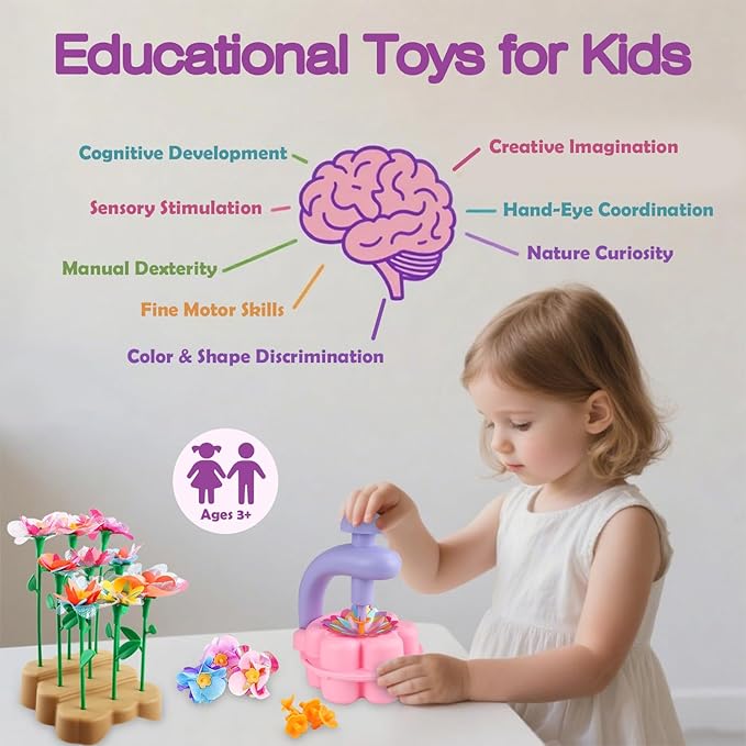 Fabric Flower Bouquets Toys, DIY Craft Kits Toys for Kids, Educational Arts & Crafts Toy, Build Your Own Flowers, DIY Creative Activity Christmas Birthday Gift for 4 5 6 7 8+ Year Old Toddler Girls