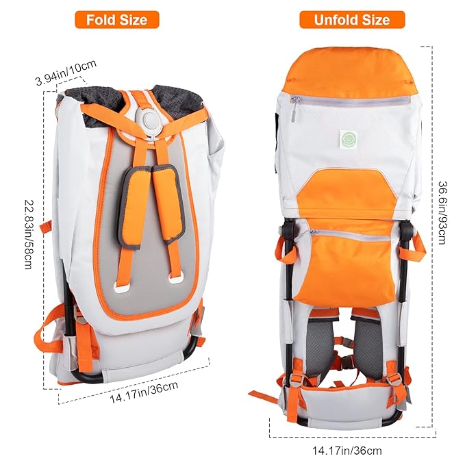 Baby Shoulder Carrier Baby Hiking Backpack Carrier with Rain Cover Sun Shade for Child Safe Backrest and Toddler Ergonomic Seat Holds 40 Pound for Children Between 6 Months-3 Years Old Babies