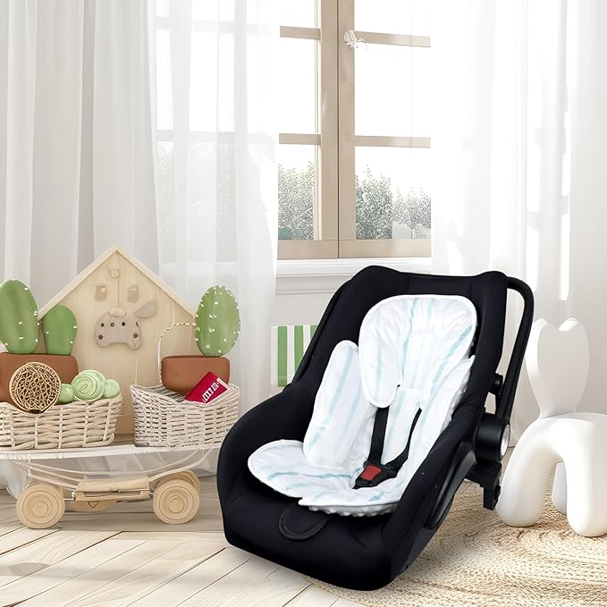 Pea Pod Baby Cushion, 2 in 1 Baby Swings Insert or Girls Extra Soft Breathable Cushion, Compatible for Strollers, and Bouncers, Striped Pattern