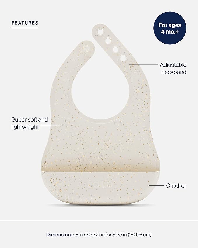 Lalo The Bib - Waterproof, Non-Toxic Silicone Baby Bib with Adjustable Neck Band & Silicone Food Pouch Catcher, Set of 2