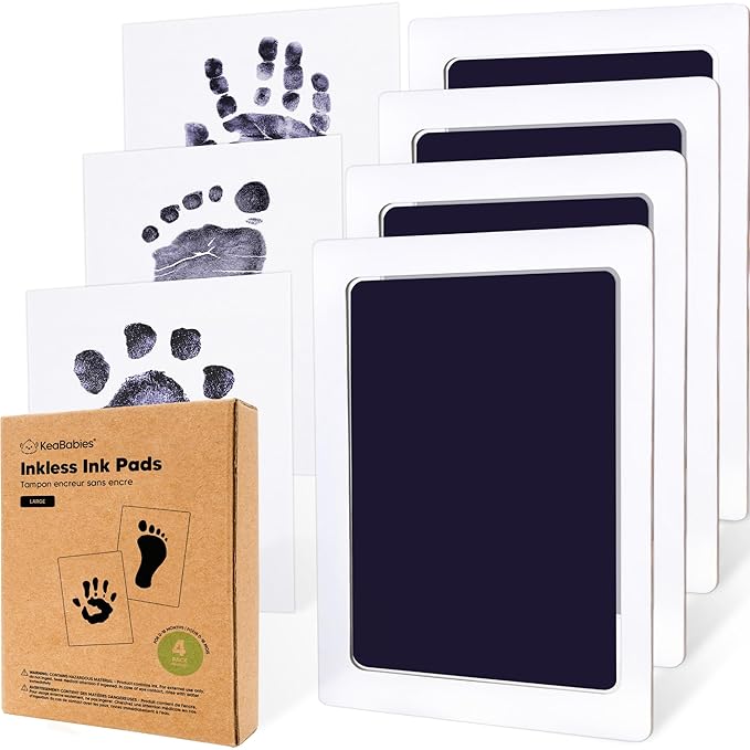 4-Pack Inkless Baby Hand and Footprint Kit - Mess Free Ink Pad for Newborn Keepsake, Dog Nose & Paw Print Kit, Clean Touch Ink Pad for Baby Hand & Footprints, Ideal New Mom Gifts (Twilight, L)