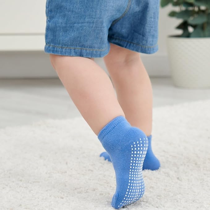 Zaples Baby Non Slip Grip Ankle Socks with Non Skid Soles for Infants Toddlers Kids Boys Girls