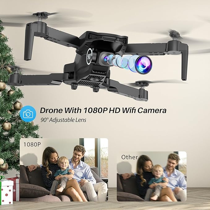 Drone With Camera 1080P for Kids And Adults, RC Quadcopter with Altitude Hold, Mini Drone With One Key Start, Waypoint Fly, Headless Mode, 3D Flip, 3 Speeds, Remote Control Drone for Beginners