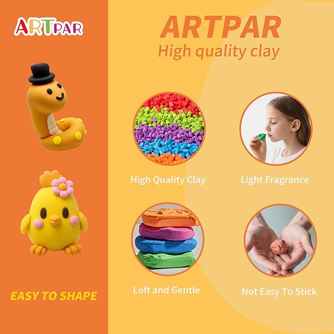 Air Dry Clay Kits for Kids-Modeling Magic Clay,12 Animals DIY Molding Clay Art Crafts Set,Ultra Light & Soft, Safe & Non-Toxic with Sculpting Tools & Tutorials, Unique Gifts for Boys & Girls