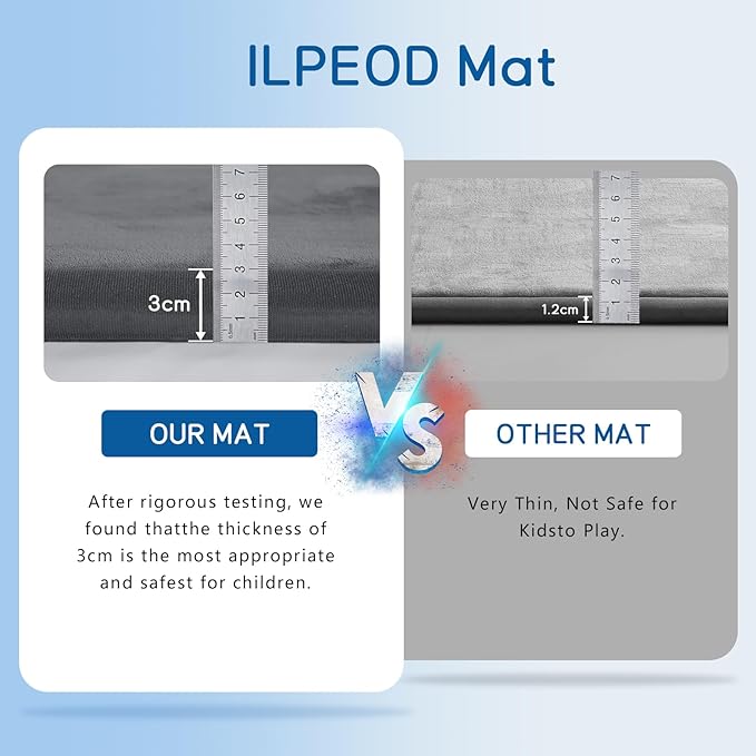 Baby Play Mat for Floor Tummy Time Mat Nursery Rug Muscle Mat Area Rug Playroom Rug Tatami Mat 6'7"x5'11" Memory Foam 1.3" Thick Crawling Mat for Babies,Toddlers, Infants, Kids,Floor Mat(Grey)